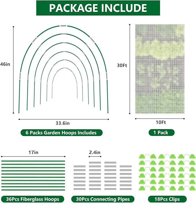 Garden Netting Kit for Raised Beds, 10x30FT Ultra Fine Mesh Netting＆ 6 Sets of 8FT Fiberglass Garden Hoops, Bird Barrier Protection Net Vegetable Plant Cover Fruit Flowers Row Cover by GreenHaven Gardens