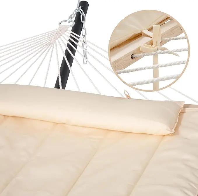 SUNCREAT Two Person Hammock with 12ft Stand Included, Max 475lbs Capacity, Heavy Duty Free Standing Hammock, Beige by GreenHaven Gardens