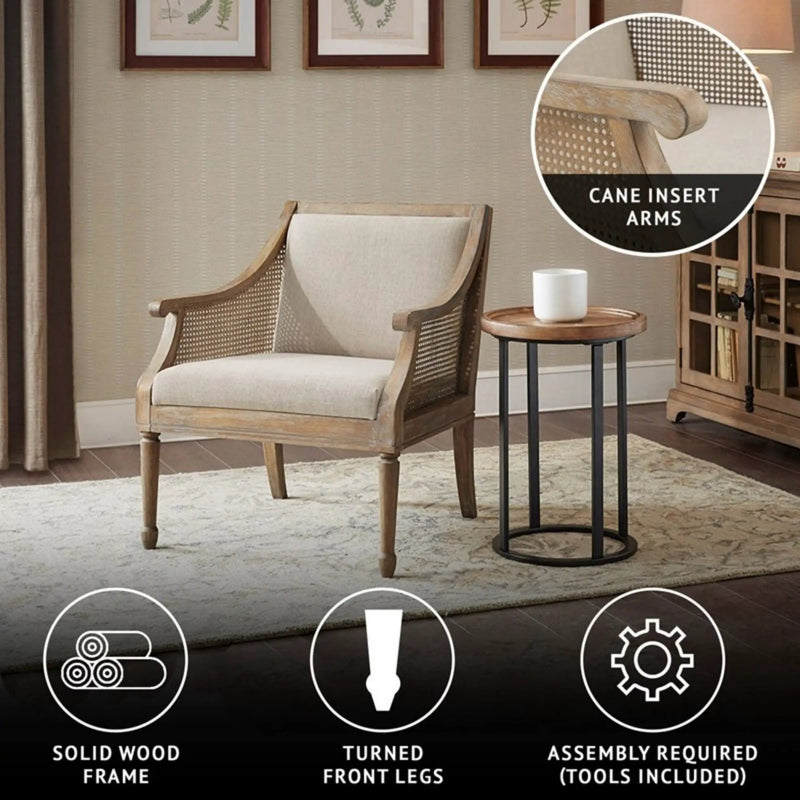 Transitional Cane Accent Armchair And Back Cushion - Natural by Unique Piece Furniture
