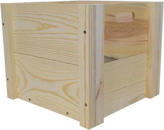 Natural Pine Wooden Plant Box 14 x 14 x 12 Inches Outside Dimensions by GreenHaven Gardens