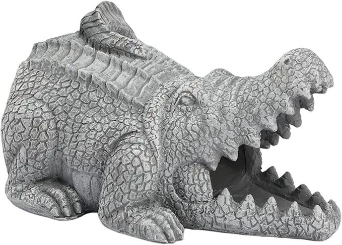 Elenon Crocodile Decorative Gutter Downspout Extension Statue, Gutter Guardian Rain Downspout Extender, Garden Splash Block Outdoor Sculpture for 3" × 4" Down Spouts Decor by GreenHaven Gardens