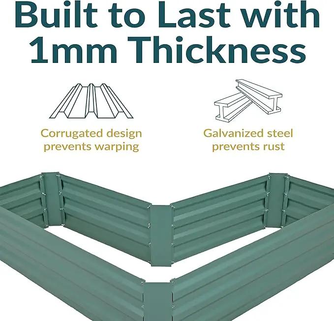Sunnydaze Galvanized Raised Garden Bed - Metal Raised Bed for Gardening - Outdoor Planter Box for Flowers, Plants, and Vegetables - Green - 12" L-Shaped by GreenHaven Gardens