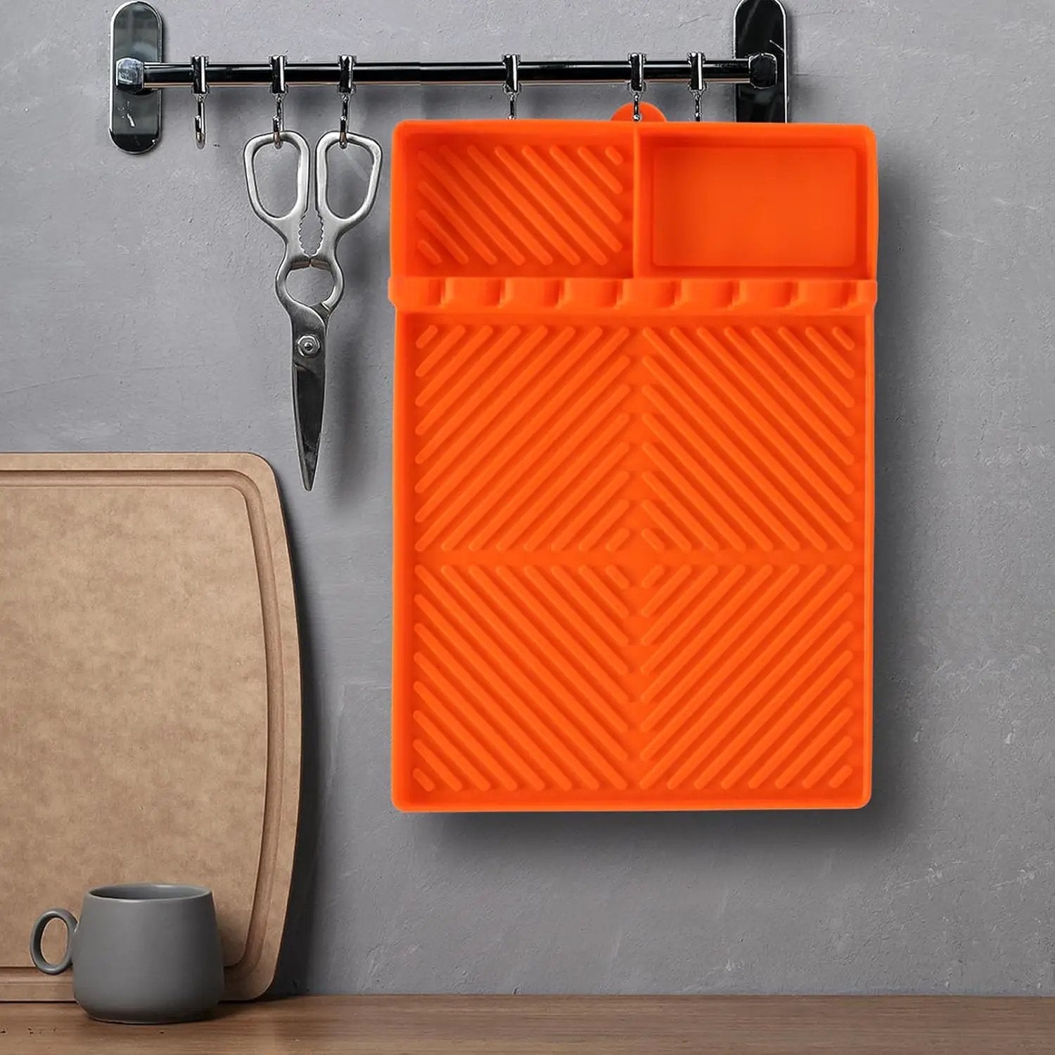 Griddle Mat Barbeque Grill Accessories Tools for Blackstone, Side Shelf Mat Grill Pad for Outdoor Grill Kitchen Counter Spatula Silicone Mat with Drip Pad for Kitchen, Cooking, Countertop (Orange) by GreenHaven Gardens