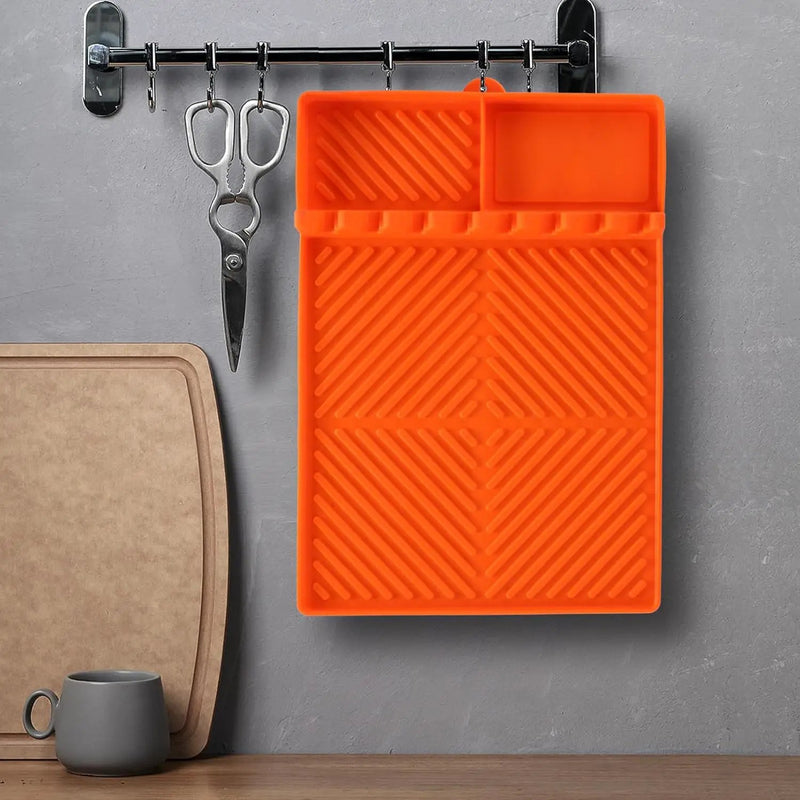 Griddle Mat Barbeque Grill Accessories Tools for Blackstone, Side Shelf Mat Grill Pad for Outdoor Grill Kitchen Counter Spatula Silicone Mat with Drip Pad for Kitchen, Cooking, Countertop (Orange) by GreenHaven Gardens