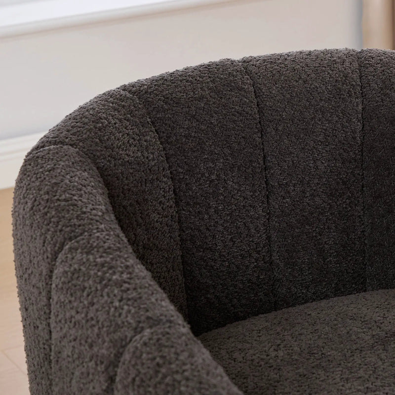 Swivel Upholstered Barrel Chair With Metal Base