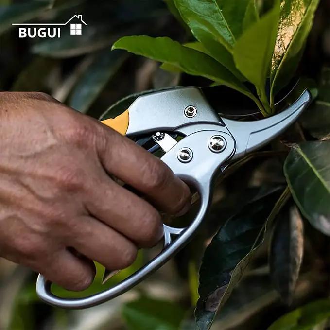 BUGUI 8" Ratchet Pruning Shears, 5 Times Cutting Power Than Normal Garden Scissors, Labor-Saving Design for Arthritis Weak Hands by GreenHaven Gardens