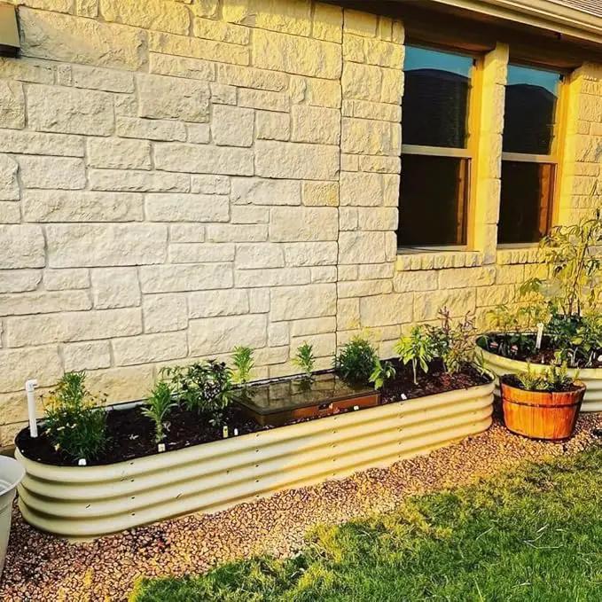 Vego garden Raised Garden Bed Kit, 17" Tall 10 in 1 Modular Metal Planter Box for Vegetables, Flowers, Herbs, Pearl White by GreenHaven Gardens