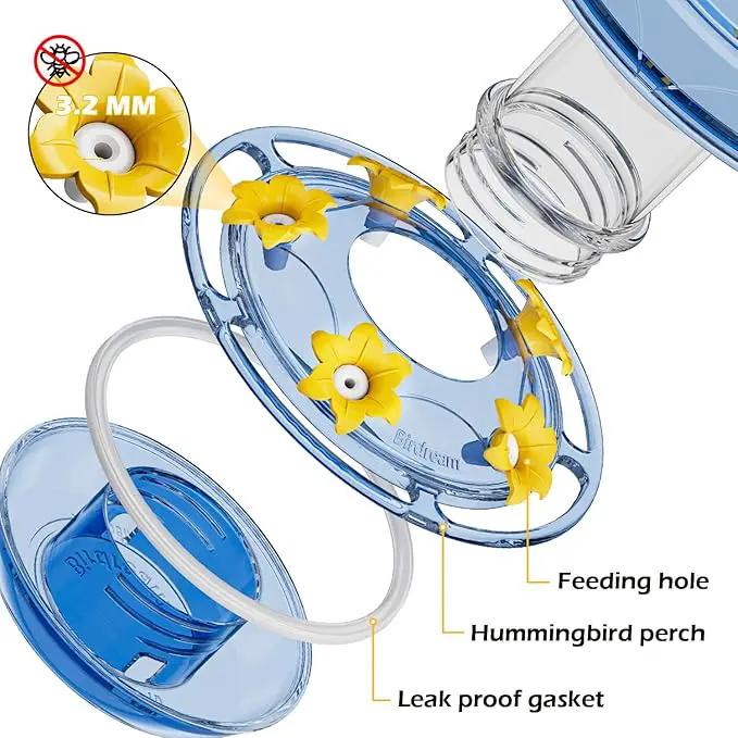 Birdream Hummingbird Feeder for Outdoors Hanging, 20oz Hummingbird Feeders with 5 Bee Guard Feeding Ports & Built-in Ant Moat Brush Leak-Proof for Outside Gifts for Women - Blue by GreenHaven Gardens