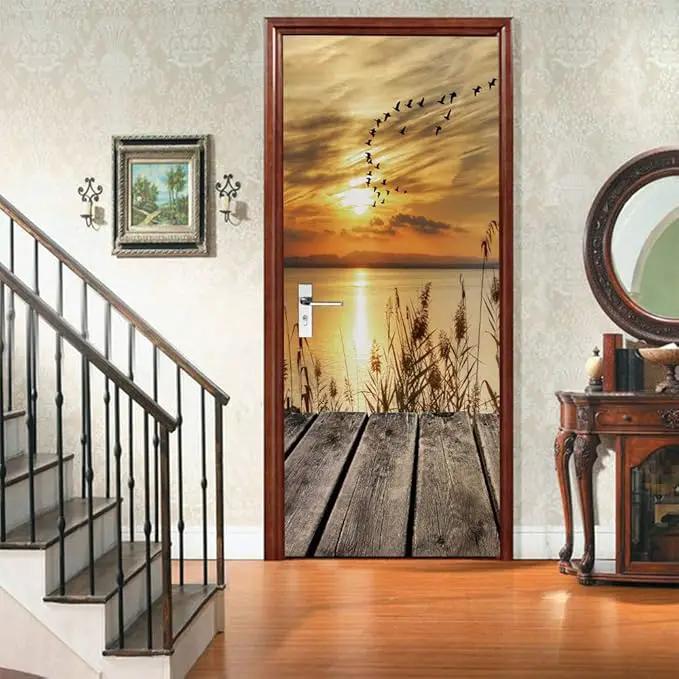 3D Door Stickers Murals Peel and Stick - PIER - Door Wallpaper Self-Adhesive Door Decals Removable PVC Waterproof Door Poster for Bedroom Living Room Door 37.4" x 78.7" by GreenHaven Gardens