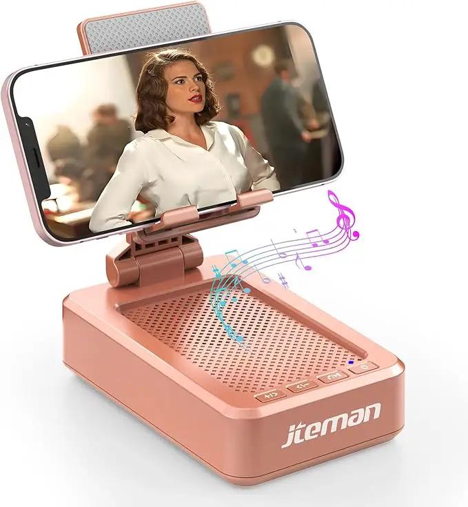 Jteman Portable Phone Stand with Speaker Bluetooth Wireless,Gifts for Men Women,Birthday for Women Men,Kitchen Gadgets for Men,Phone Holder for Desk - Rose Gold by GreenHaven Gardens