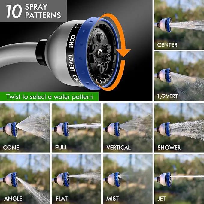 RESTMO Watering Wand Heavy Duty, Metal Garden Hose Wand with 10 Spray Patterns, 15-Inch Long Hose Nozzle Sprayer with Thumb Flow Control, Ideal to Water Hanging Baskets and Shrubs, Blue by GreenHaven Gardens