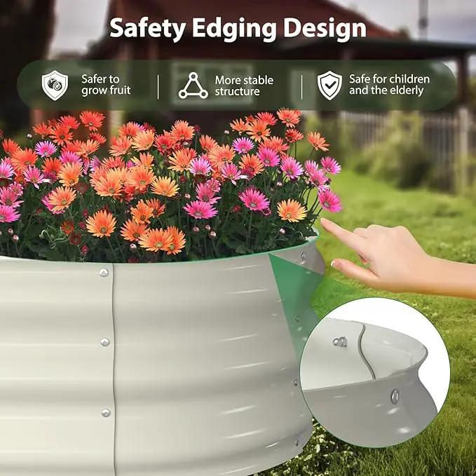 Raised Garden Bed Kit, 8x2x1 ft Galvanized Planter Box Outdoor, Oval Large Metal Raised Beds for Gardening Vegetables Flower Herb (Pearl White) by GreenHaven Gardens