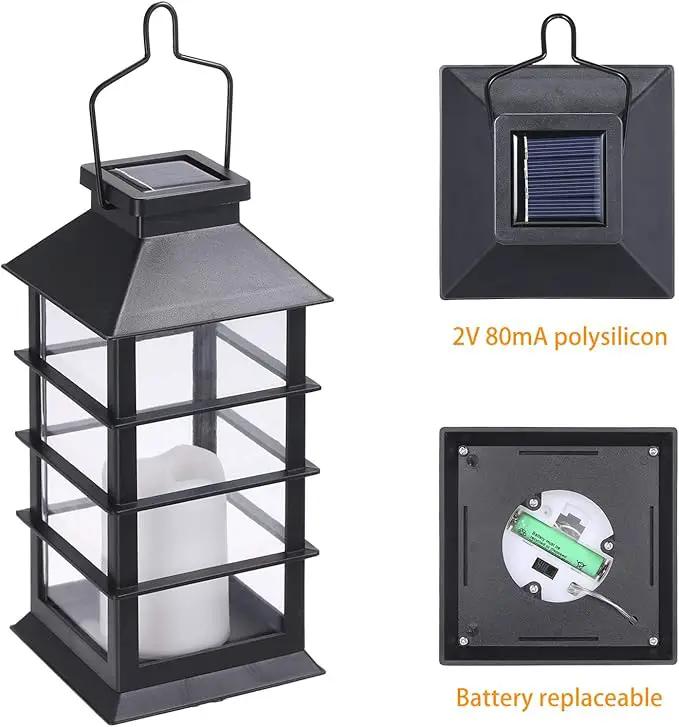 LED Solar Lantern - Outdoor Hanging Solar Lights Waterproof Flickering Flame Candle Light for Patio Courtyard Garden Decorative(2 Pack) by GreenHaven Gardens
