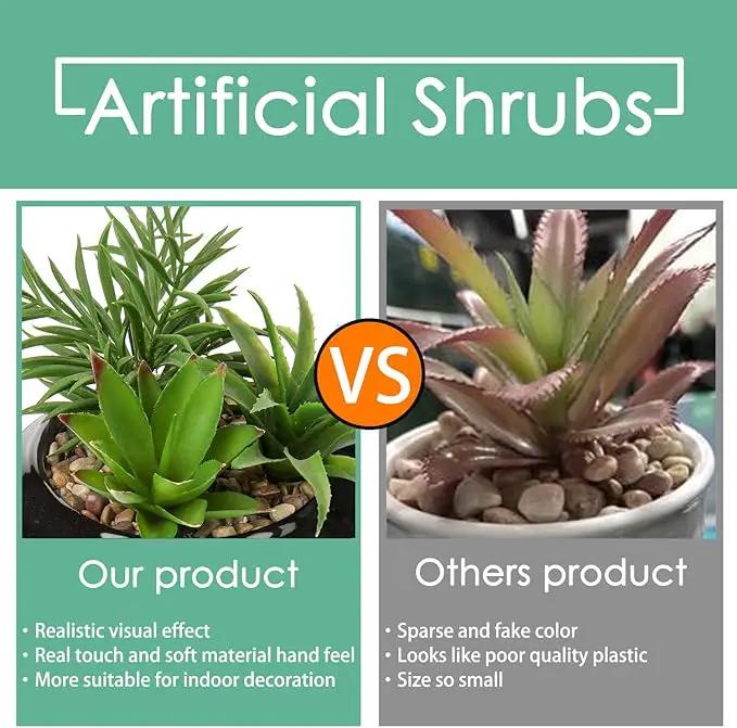 Hollyone Large Artificial Succulents Plants Faux Succulents in Pots Fake Succulent Potted Plants with Black Ceramic Pot for Home Decor Office Desk Bathroom Living Room Indoor & Outdoor Decorations by GreenHaven Gardens