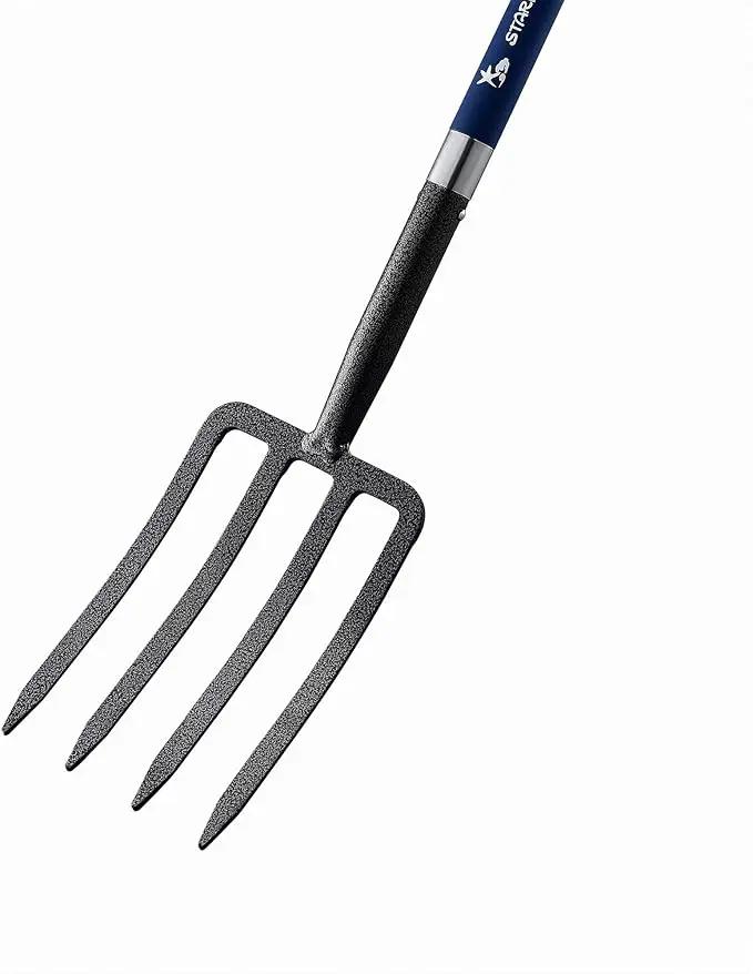 4-Tine Spading Digging Fork, Garden Digging Spading Fork Forged Steel with D-Grip Handle 41“ by GreenHaven Gardens