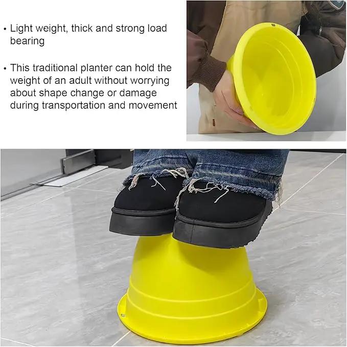 10" Planter Pot for Indoor Plants 5 Pack Plant Pots with Drainage Hole and Rubber Plug, Durable Lightweight Flower Pots Perfect for Home Decor, Yellow by GreenHaven Gardens