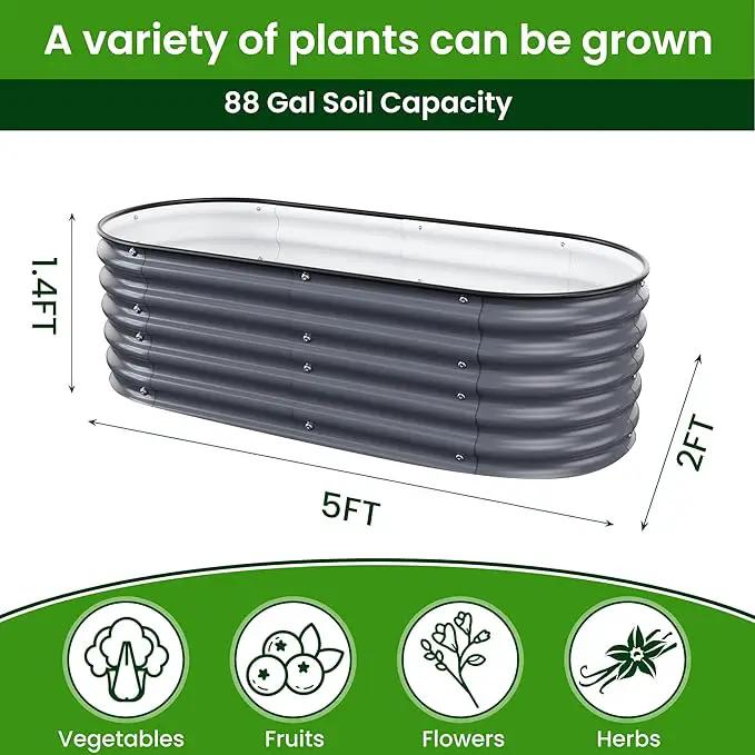 Raised Garden Bed 5x2x1.4 Ft Planter Box for Outdoor - Zinc-Aluminum-Magnesium Stainless Steel Durable Metal Garden Beds Kit for Vegetables, Flowers, Herbs and Succulents (Deep Grey) by GreenHaven Gardens