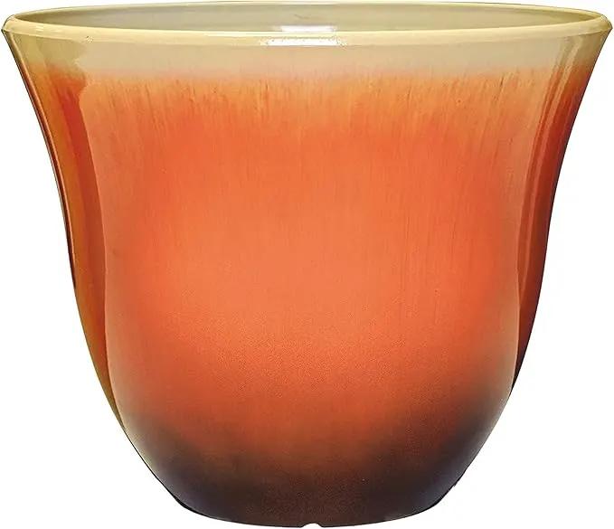 Classic Home and Garden Honeysuckle Resin Flower Pot Planter, Tequila Sunrise, 13" by GreenHaven Gardens