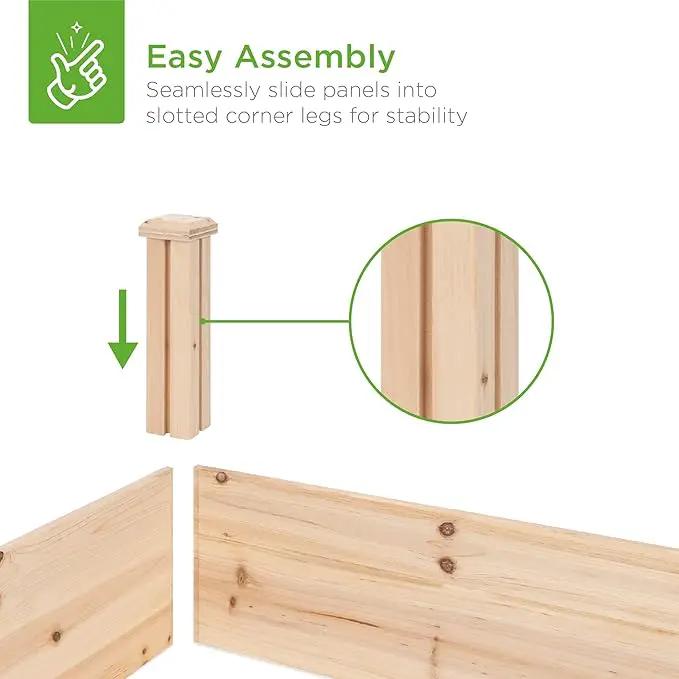 Best Choice Products 8x2ft Outdoor Wooden Raised Garden Bed Planter for Vegetables, Grass, Lawn, Yard - Natural by GreenHaven Gardens