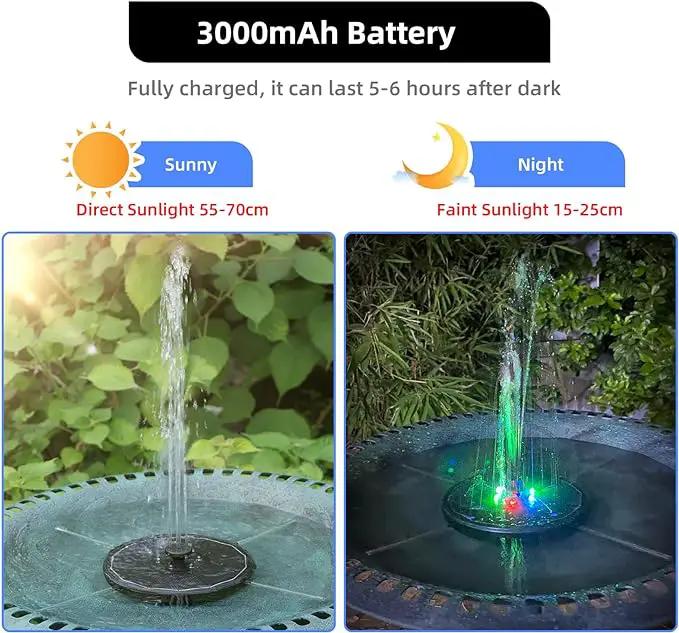 ALUKIKI Solar Powered Fountain 4W Bird Bath Fountains Pump Upgraded Glass Panel Fountains with Color LED Lights 7 Nozzles & 4 Fixers for Garden Small Pond Outdoor Swimming Pool Fish Tank by GreenHaven Gardens