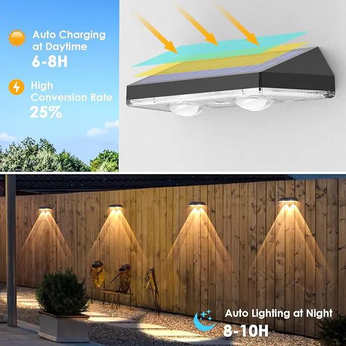 9 Pack Solar Fence Lights Outdoor, LED Dusk to Dawn Waterproof Deck Lights for Outside Step Wall Porch Patio Garden Decor (3000K/4500K/6000K) by GreenHaven Gardens