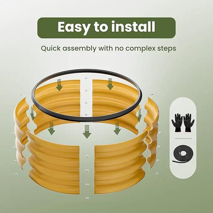 ZXZYHFTY Round Galvanized Raised Garden Bed kit,Yellow Outdoor Garden Raised Planter Box, Round Large Metal Raised Garden Beds for Vegetable 2 * 2 * 1ft 2 Pcs by GreenHaven Gardens
