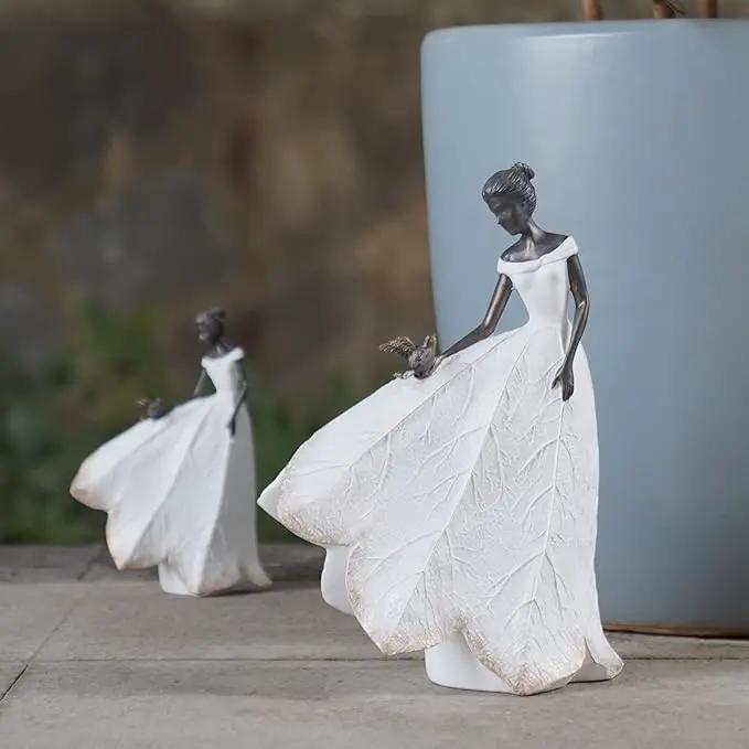 Guichifun Fairy Statue Collection Home Decoration - White Leaf Angel Girls Resin Living Room Bookshelf Decor Garden Outdoor Bathroom Decorations Figurines Gift 5.5 x 3.25 x 8 Inch by GreenHaven Gardens