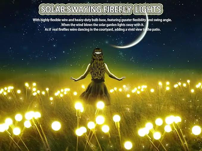SunKite Solar Garden Lights - 4 Pack 10 LED Solar Firefly Lights Sway by Wind Outdoor Waterproof Solar Decorative Lights, Solar Outdoor Lights for Yard Patio Walkway Decoration, Warm White by GreenHaven Gardens