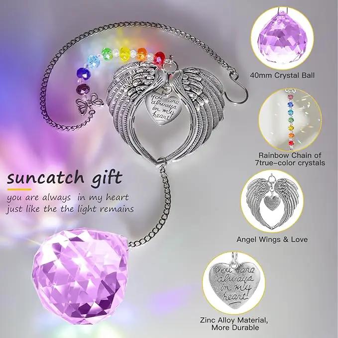 Memorial Gifts for Loss of Loved One Unique Sympathy Gifts Rainbow Sun Catcher Indoor Window Hanging Crystal Prism Grief Bereavement Gifts Ideas for Who Loss of Mom Dad (Violet) by GreenHaven Gardens