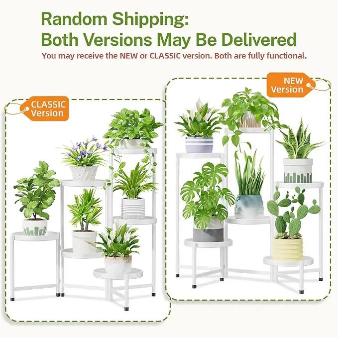 iDavosic.ly 6 Tier Large Plant Stand Indoor with 10 Inch Wide Tray, Tiered Corner Metal Outdoor Flower Display Holder Shelf, Folding Tall Rack for Patio Porch Living Room, White by GreenHaven Gardens