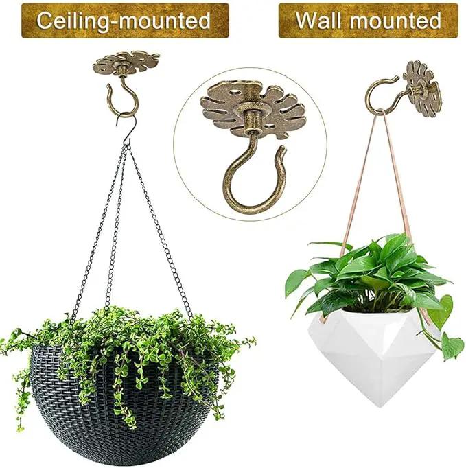 Dolibest Wall Mount Ceiling Hooks,Plant Hooks for Ceiling Metal Plant Bracket Iron Wall Mount Lanterns Hangers Hooks for Hanging Plants Lights, Outdoor Wire, Fairy Lights, Wind Chimes, Bronze(2PCS) by GreenHaven Gardens