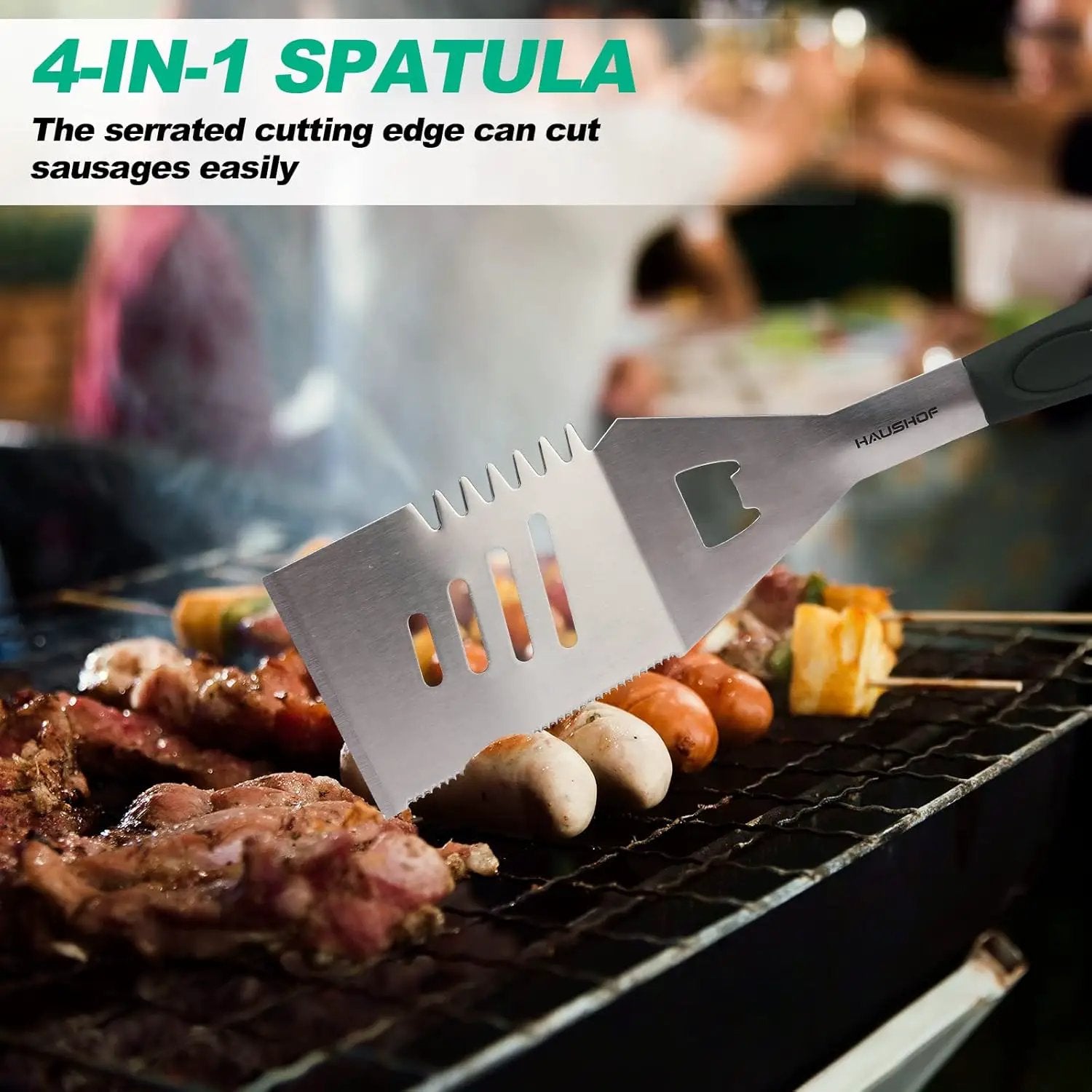 HAUSHOF Large Grill Accessories Heavy Duty BBQ Set Gifts for Men/Women - Premium Stainless Steel Spatula, Fork & Tongs, Barbecue Utensils Tool Kit Gift for Grilling Lover Outdoor by GreenHaven Gardens