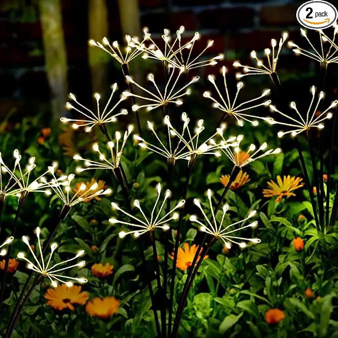 Solar Garden Lights 2 Pack Twinkling Solar Firework Lights with 2 Modes 120LED, Solar-Powered Light for Outside Yard Pathway Garden Decor Outdoor Waterproof, Gardening Gifts for Women Mothers Day,Warm by GreenHaven Gardens