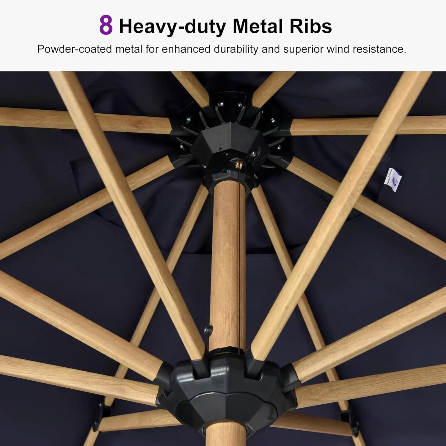 PURPLE LEAF 11 Feet Patio Umbrella Outdoor Table Umbrella Round Aluminum Market Umbrella with 8 Sturdy Ribs & Crank Commercial Outdoor Umbrellas for Garden Deck Patio, Navy Blue by GreenHaven Gardens