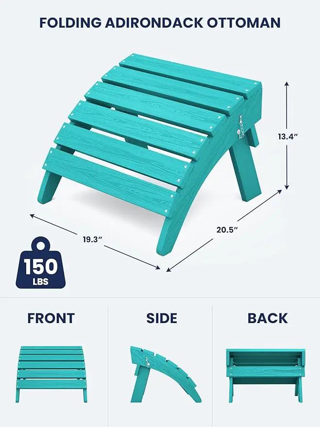 KINGYES Folding Adirondack Ottoman for Adirondack Chair, Aruba by GreenHaven Gardens