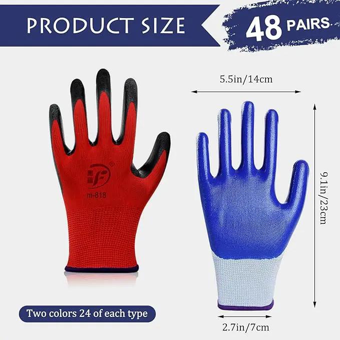 48 Pairs Garden Gloves for Women Men Breathable Rubber Coated Yard Safety Work Thorn Proof Work Gloves by GreenHaven Gardens