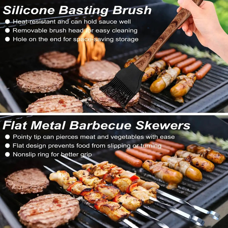 POLIGO 22PCS Heavy Duty BBQ Grill Accessories Set, Non-Slip Grill Tools for Outdoor Grill Set Thicker Stainless Steel Grill Utensils Set, Deluxe Grilling Tools Set in Aluminum Case Ideal Gifts for Men by GreenHaven Gardens