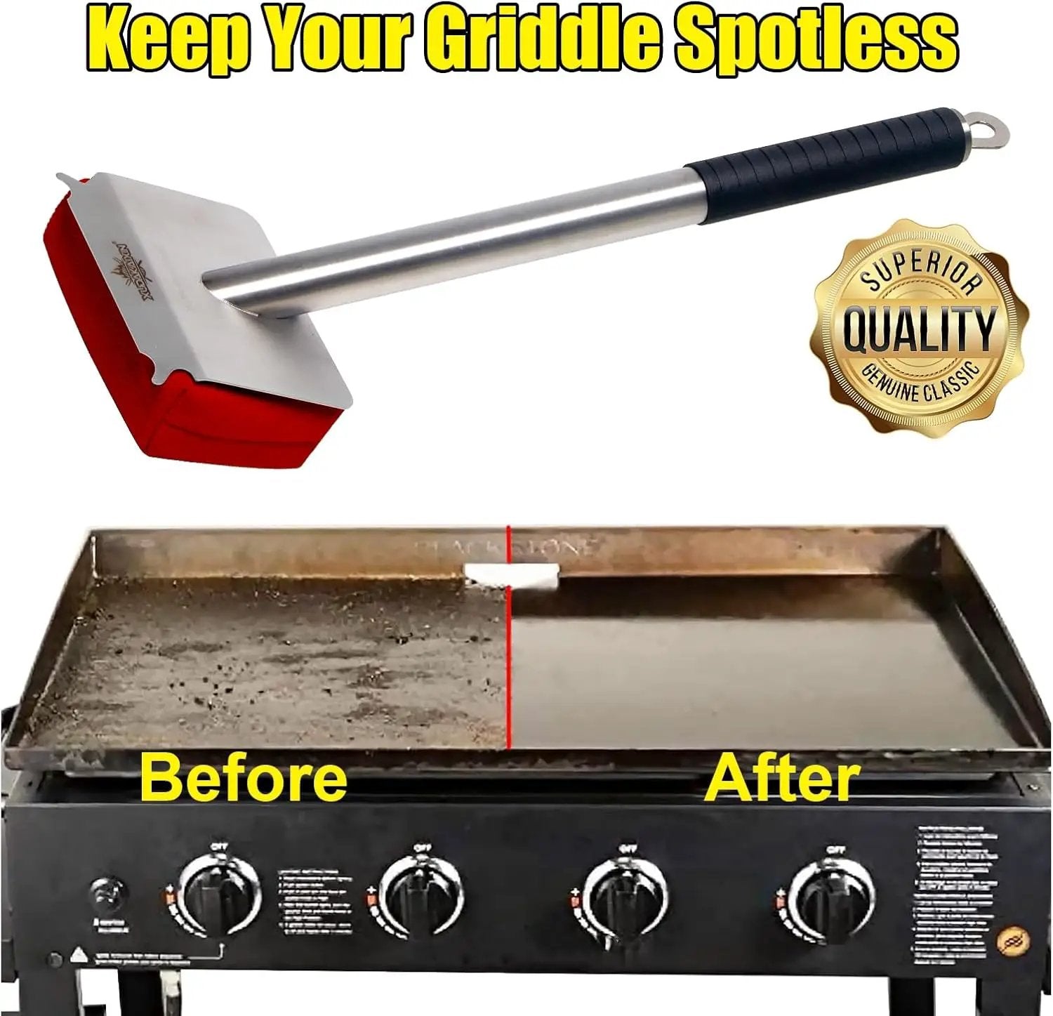 Grill Brush Bristle Free,BBQ Replaceable Scraper Cleaning Head,Safe Grill Accessories for Cast Iron Grates/Porcelain/Weber Gas/Charcoal Grill,Grill Brush for Outdoor Grill-Red by GreenHaven Gardens