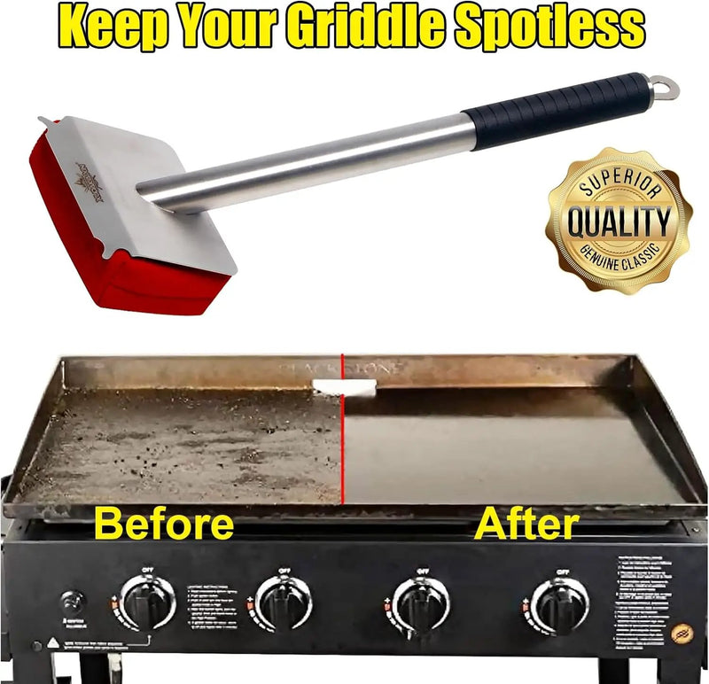 Grill Brush Bristle Free,BBQ Replaceable Scraper Cleaning Head,Safe Grill Accessories for Cast Iron Grates/Porcelain/Weber Gas/Charcoal Grill,Grill Brush for Outdoor Grill-Red by GreenHaven Gardens