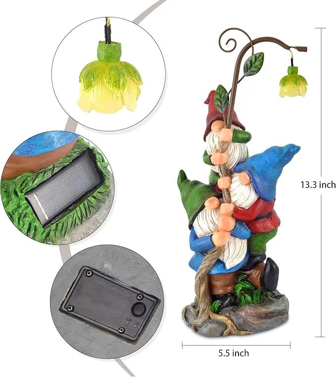 Gnome Figurine Garden Decor, Solar Resin Gnomes Outdoor Statue, Funny Gnome Gift Sculpture Decoration for Home Patio Yard Lawn Porch Ornament by GreenHaven Gardens
