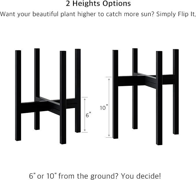 FaithLand Mid Century Plant Stand Indoor Outdoor (EXCLUDING 10" Plant Pot), Metal Planter Stand, Potted Plant Holder, Black, Hold Up to 10 Inch Planter - Fits Snake Plant - Upgraded Design.
