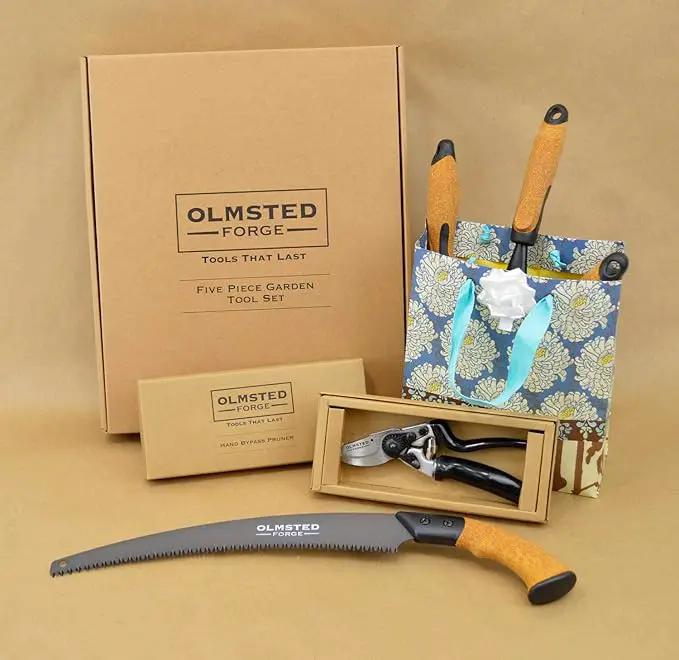 Olmsted Forge Garden Tool Set, 5 Pieces, Heavy Duty Powder Coated Steel, Cork Handle by GreenHaven Gardens