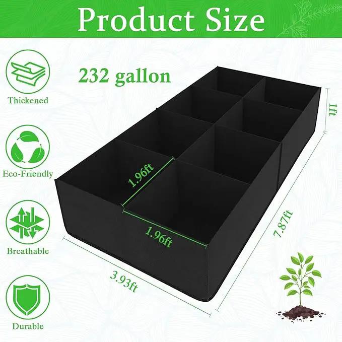 POILKMNI Fabric Raised Garden Bed, 232 Gallon 8 Grids Plant Grow Bags 8x4x1ft Large Garden Grow Bed Bags for Growing Herbs, Flowers and Vegetables by GreenHaven Gardens