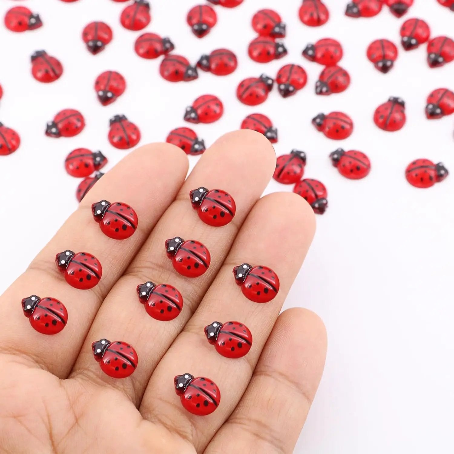 120PCS Mini Luminous Ladybug, Tiny Resin Ladybug Miniature Figurines, Glow in Dark Animals for Fairy Garden Dollhouse Micro Landscape Decor by GreenHaven Gardens