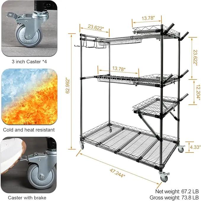 BIG Garden Tool Organizer with Wheels - Rolling Storage Rack - Multifunctional Cart by GreenHaven Gardens