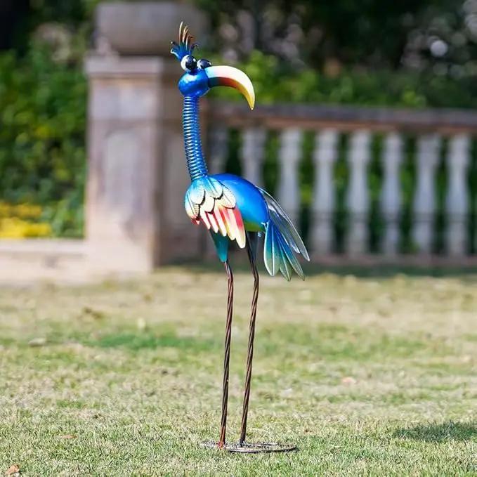 DREAMSOUL 30" Tall Bird Garden Statues Metal Standing Bird Outdoor Statues, 3D Funny Statue for Garden Patio Lawn by GreenHaven Gardens