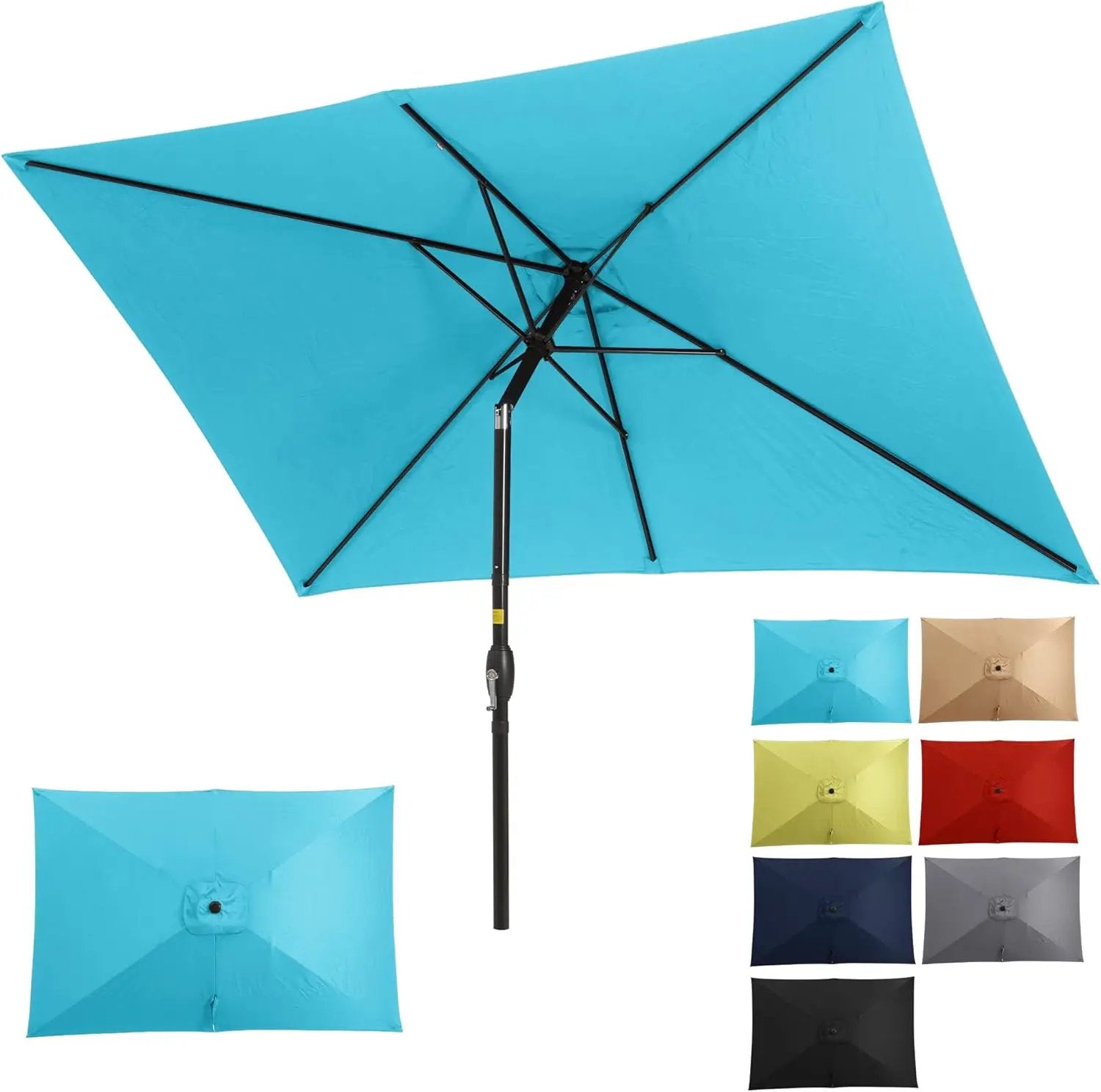 SUNVIVI OUTDOOR Patio Umbrella, 6.5' x 10' Rectangular Patio Umbrella, Metal Pole Square Outdoor Umbrella with Crank and Push Button Tilt, 6 Steel Ribs, Polyester Canopy by GreenHaven Gardens