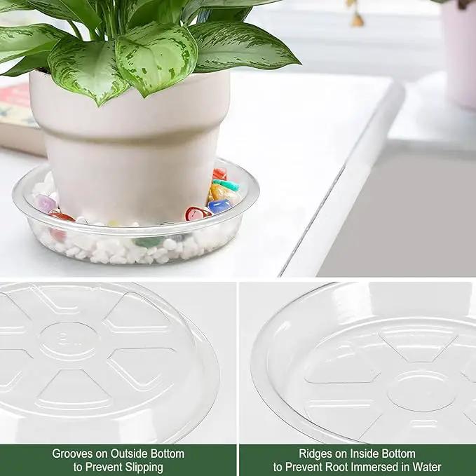 BORPEIN Plant Saucer (8,10,12inch, 18 Pack) Clear Plastic Plant Trays for Pots Indoors Outdoors,Thicker Flower Pot Saucers, Plant Plate to Catch Water by GreenHaven Gardens