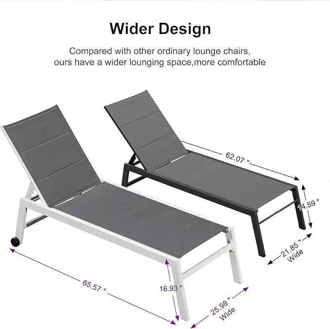 PURPLE LEAF Lounge Chair Pool Chaise Lounge Outdoor Grey 2 Sets by GreenHaven Gardens