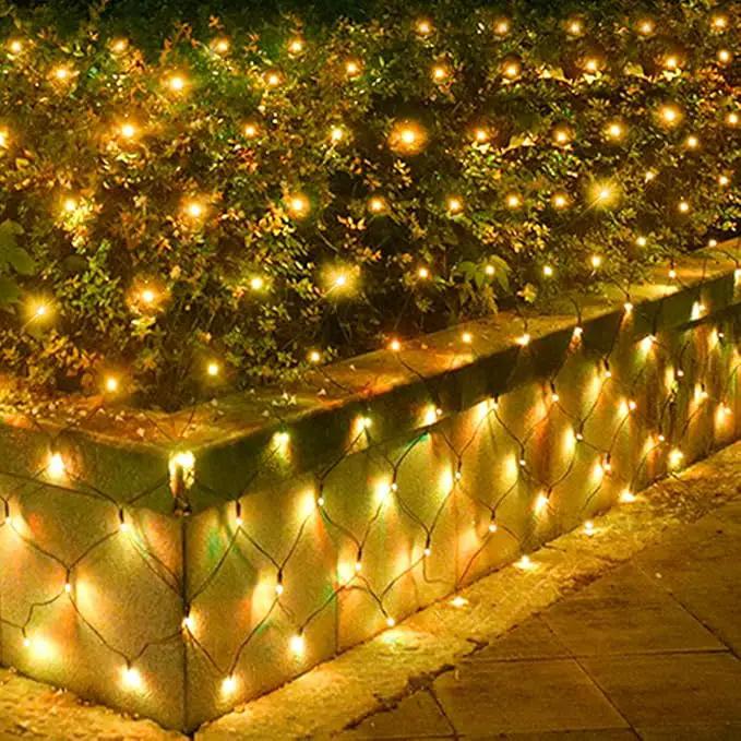 Pooqla Net Lights, 300LED Christmas Outdoor Mesh, 14.8x4.9 ft Fairy String 8 Modes Green Wire, Connectable Waterproof Decorative for Bushes Tree Garden Halloween, Warm White by GreenHaven Gardens